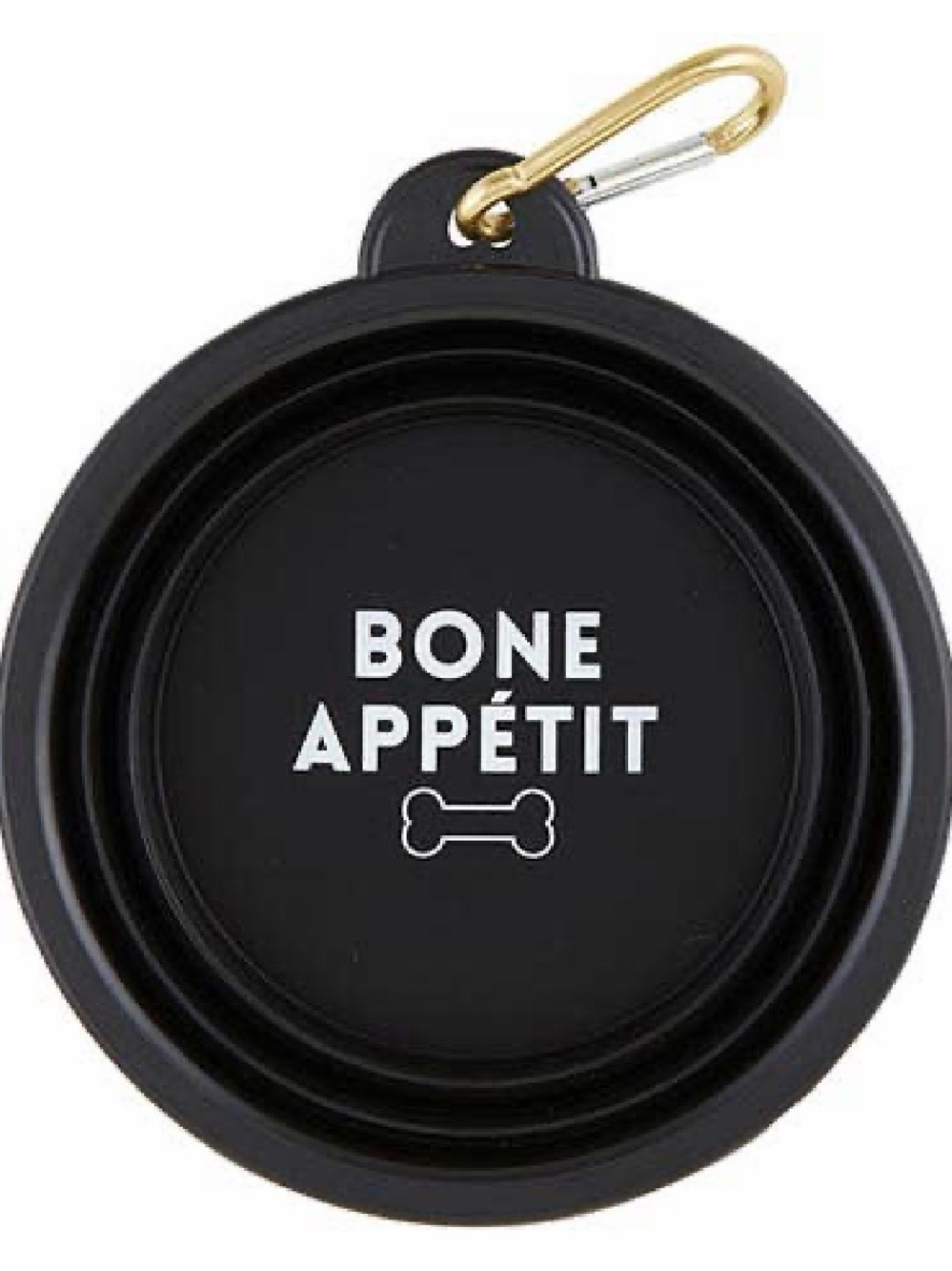 Bone Appétit Black Collapsible Dog Bowl with Carabiner